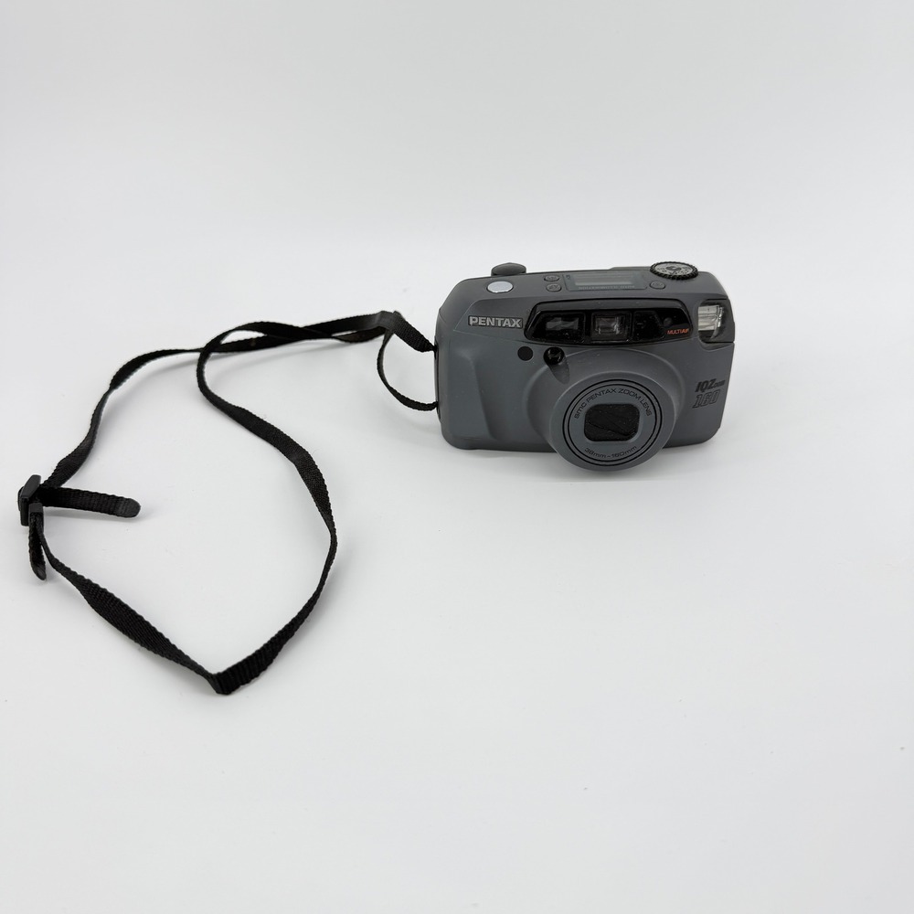 Pentax IQZoom 160 35mm Film Camera Grey Point & Shoot w/ Strap, Gray